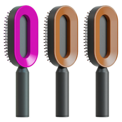 Self-Cleaning Hair Brush – Anti-Static Scalp Massage Detangling Brush for All Hair Types by Nova Shop