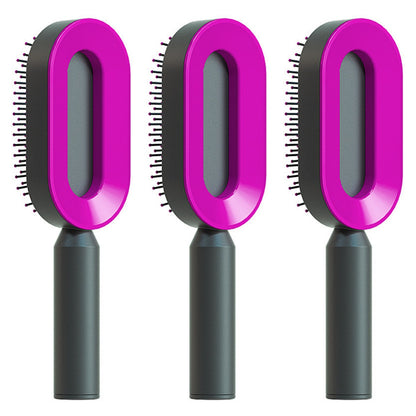 Self-Cleaning Hair Brush – Anti-Static Scalp Massage Detangling Brush for All Hair Types by Nova Shop